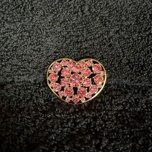 Vintage signed IC Crystal Pink Heart Brooch